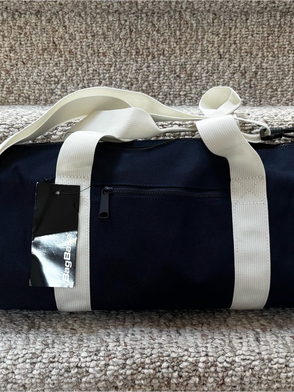 Small Navy and White Duffle Bag